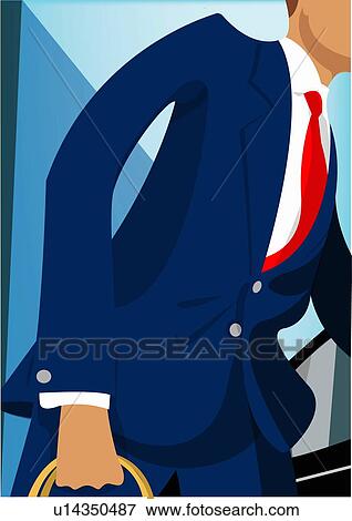 Stock Illustration - Bust of a businessman in a suit on the move. Fotosearch