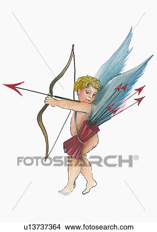 Stock Illustration - Cupid with his bow and arrow ready to strike. Fotosearch