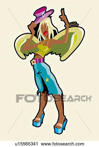 Hip woman with wings and hat View Large Illustration Clip Art - Hip woman with wings and hat. Fotosearch