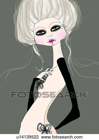 Modern Victorian looking woman View Large Illustration Drawing - Modern Victorian looking woman. Fotosearch