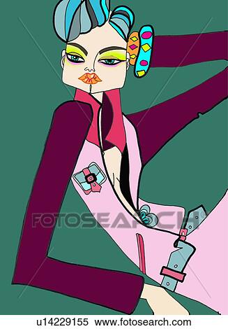 Stock Illustration - Woman posing in designer suit. Fotosearch