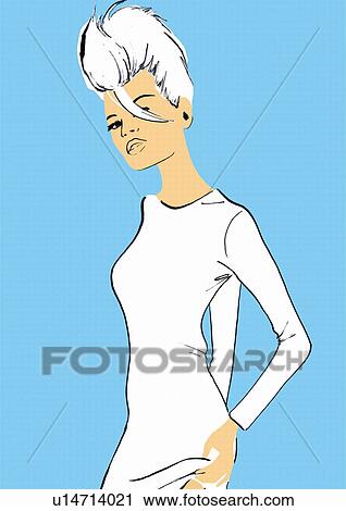 Woman wearing all white View Large Illustration Clip Art - Woman wearing all white. Fotosearch