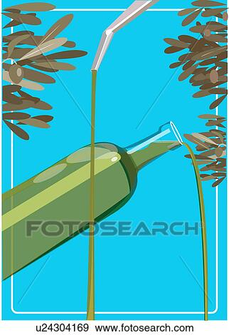 Bottle of olive oil View Large Illustration Stock Illustration - Bottle of olive oil. Fotosearch