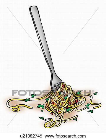 Stock Illustration - Fork with pasta. Fotosearch