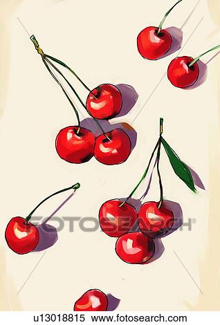 Stock Illustration - Several cherries. Fotosearch