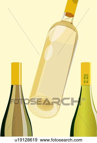 Three bottles of white wine View Large Illustration Stock Illustration - Three bottles of white wine. Fotosearch