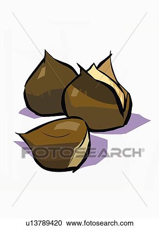 Three whole chestnuts View Large Illustration Clipart - Three whole chestnuts. Fotosearch