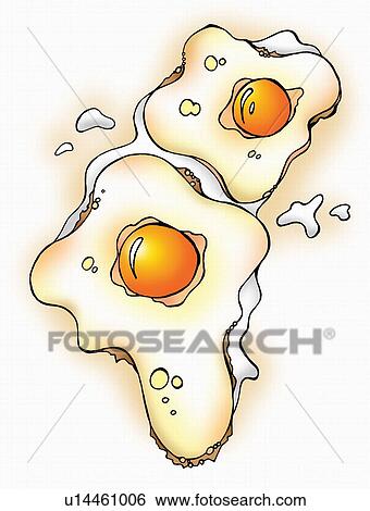 Stock Illustration - Two fried eggs. Fotosearch