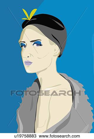 Drawing - Portrait of a madame. Fotosearch