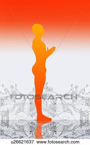 Silhouette of man in yoga standing pose View Large Illustration Stock Illustration - Silhouette of man in yoga standing pose. Fotosearch