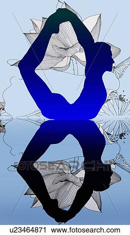 Clip Art - Woman in a yoga back bend pose. Fotosearch