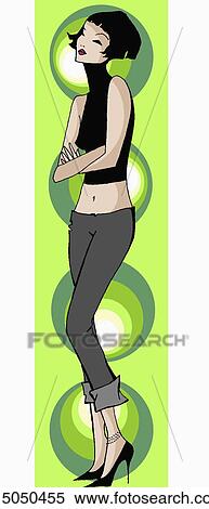 Stock Illustration - Woman standing with her arms crossed. Fotosearch