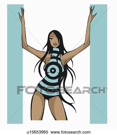 Stock Illustration - Young woman in exercise clothes posing. Fotosearch