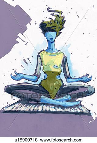 Stock Illustration - Woman meditating in a yoga pose. Fotosearch