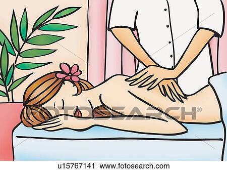 Clip Art - Woman receiving a massage. Fotosearch