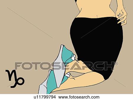 Stock Illustration - Back view of lower body of Capricorn woman. Fotosearch