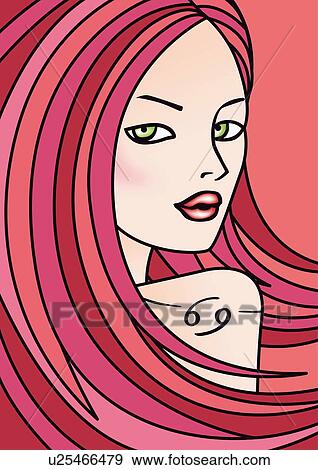 Stock Illustration - Close-up of Cancer woman. Fotosearch
