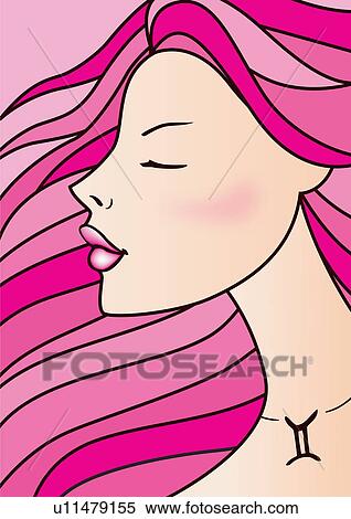 Stock Illustration - Close-up of Gemini woman. Fotosearch