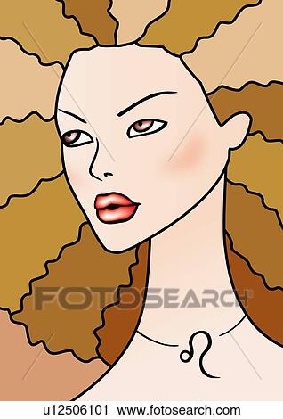 Clip Art - Close-up of Leo woman. Fotosearch