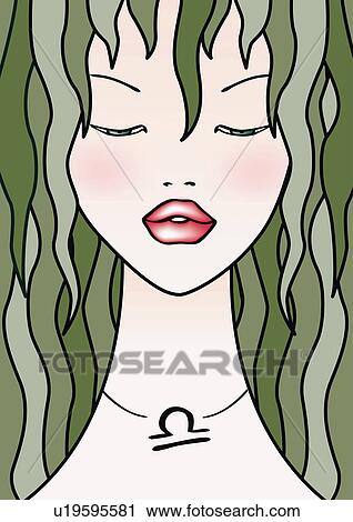 Clip Art - Close-up of Libra woman. Fotosearch