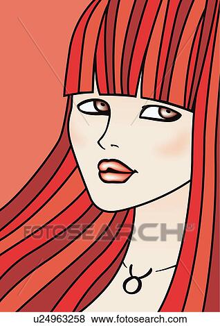 Stock Illustration - Close-up of Taurus woman. Fotosearch