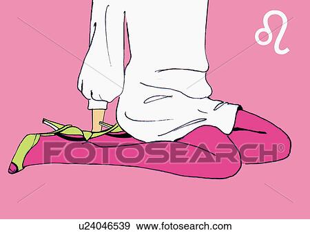 Stock Illustration - Lower body of Leo woman sitting on floor. Fotosearch