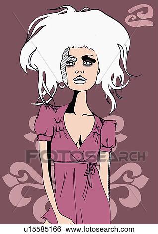 Portrait of Cancer woman View Large Illustration Stock Illustration - Portrait of Cancer woman. Fotosearch