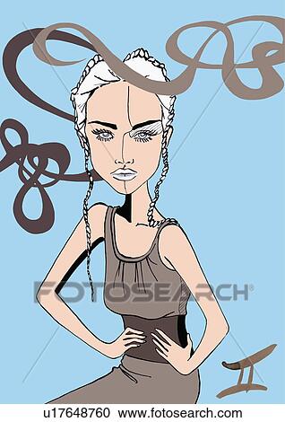 Portrait of Gemini woman View Large Illustration Clipart - Portrait of Gemini woman. Fotosearch