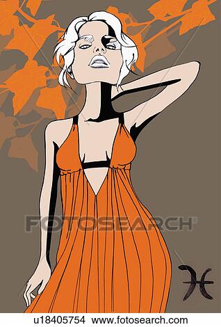 Portrait of Pisces woman View Large Illustration Stock Illustration - Portrait of Pisces woman. Fotosearch