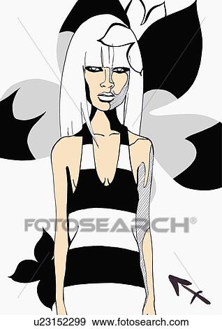 Stock Illustration - Portrait of Sagittarius woman. Fotosearch