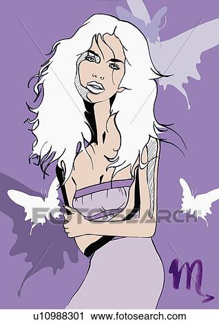 Portrait of Scorpio woman View Large Illustration Clip Art - Portrait of Scorpio woman. Fotosearch