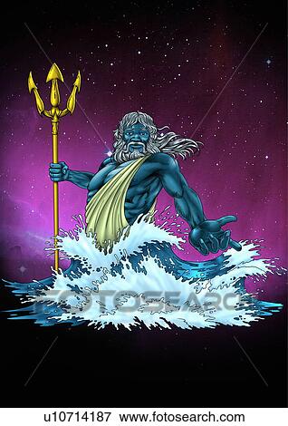 Poseidon in the sea in a rage View Large Illustration Stock Illustration - Poseidon in the sea in a rage. Fotosearch