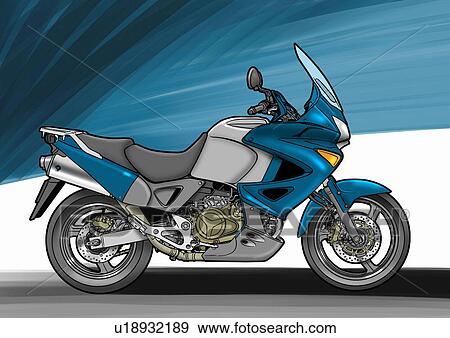 Blue super enduro motorbike View Large Illustration Stock Illustration - Blue super enduro motorbike. Fotosearch