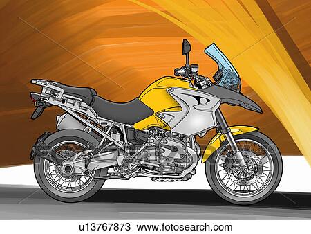 Dark yellow super enduro motorbike View Large Illustration Drawing - Dark yellow super enduro motorbike. Fotosearch