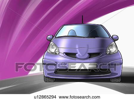Stock Illustration - Purple sports car with purple and white background. Fotosearch