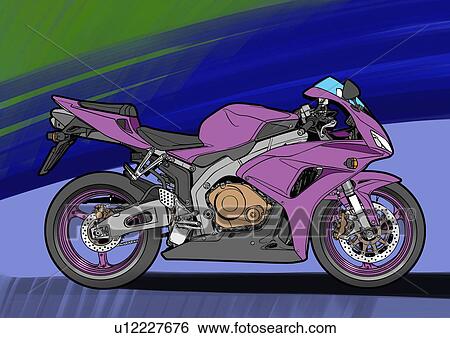 Purple street motorbike with blue and green background View Large Illustration Stock Illustration - Purple street motorbike with blue and green background. Fotosearch