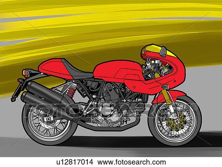 Red street classic motorbike with yellow background View Large Illustration Stock Illustration - Red street classic motorbike with yellow background. Fotosearch