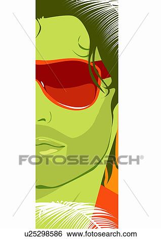Stock Illustration - Closeup of half of man's face with sunglasses. Fotosearch