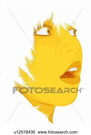 Clipart - Closeup of surprised young woman's face. Fotosearch