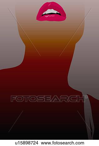 Closeup of woman's lower face and neck View Large Illustration Stock Illustration - Closeup of woman's lower face and neck. Fotosearch