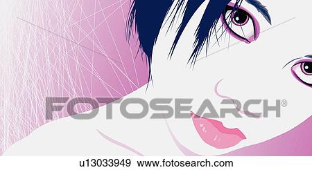 Stock Illustration - Closeup of young woman looking suggestively. Fotosearch
