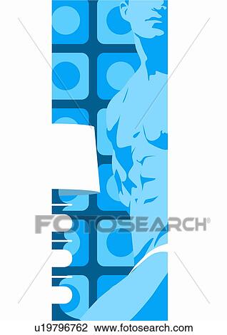 Drawing - Torso of man in underwear. Fotosearch