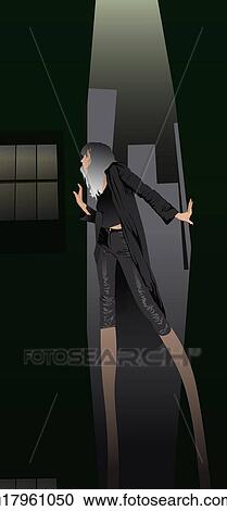 Woman looking in the dark View Large Illustration Clipart - Woman looking in the dark. Fotosearch