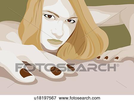 Stock Illustration - Young woman prowling. Fotosearch
