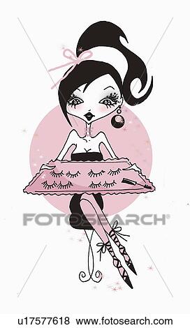 Woman with a choice of false eyelashes View Large Illustration Stock Illustration - Woman with a choice of false eyelashes. Fotosearch