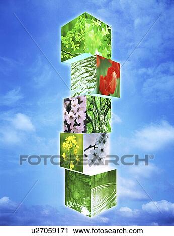 Clip Art - Blocks against sky background. Fotosearch