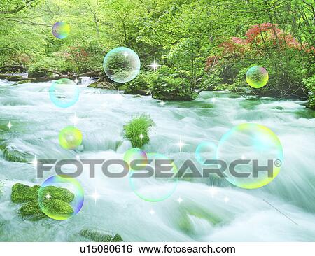 Bubbles over water View Large Illustration Stock Illustration - Bubbles over water. Fotosearch