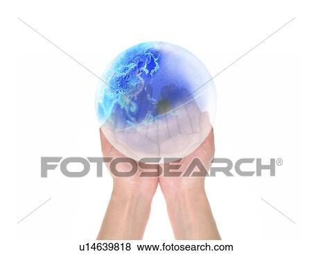 Digital composite of human hands holding a globe View Large Illustration Stock Illustration - Digital composite of human hands holding a globe. Fotosearch