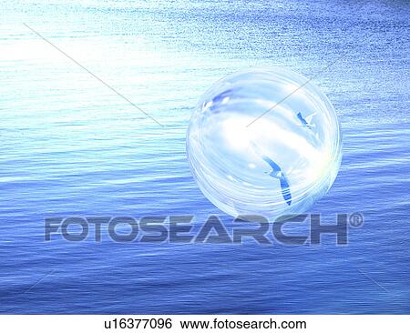 Stock Illustration - View of a bubble over water. Fotosearch