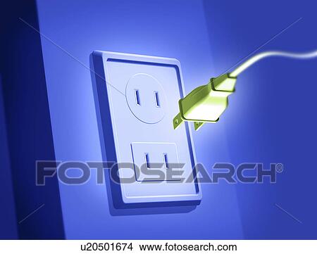 Stock Illustration - View of a plug and socket. Fotosearch